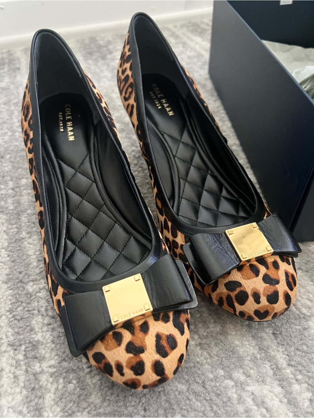 Cole Haan Leopard-Print wedge with bow - NWT
